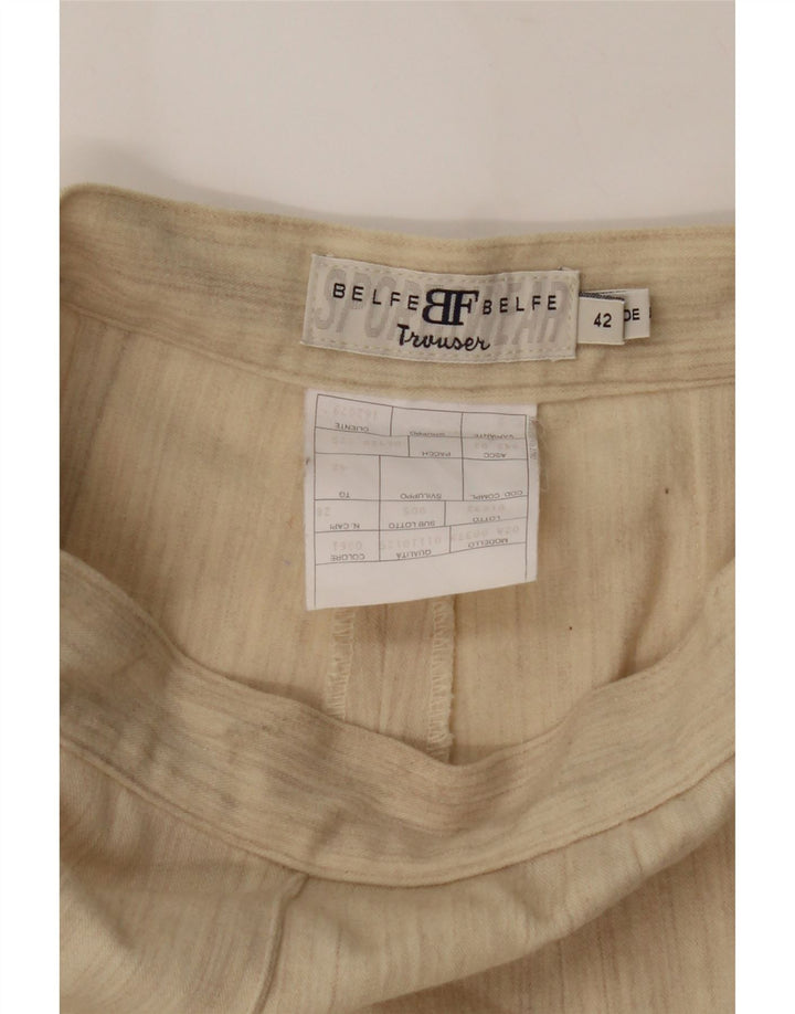 BELFE & BELFE Womens Slim Casual Trousers IT 42 Medium W28 L30 Beige Wool Vintage Belfe & Belfe and Second-Hand Belfe & Belfe from Messina Hembry 