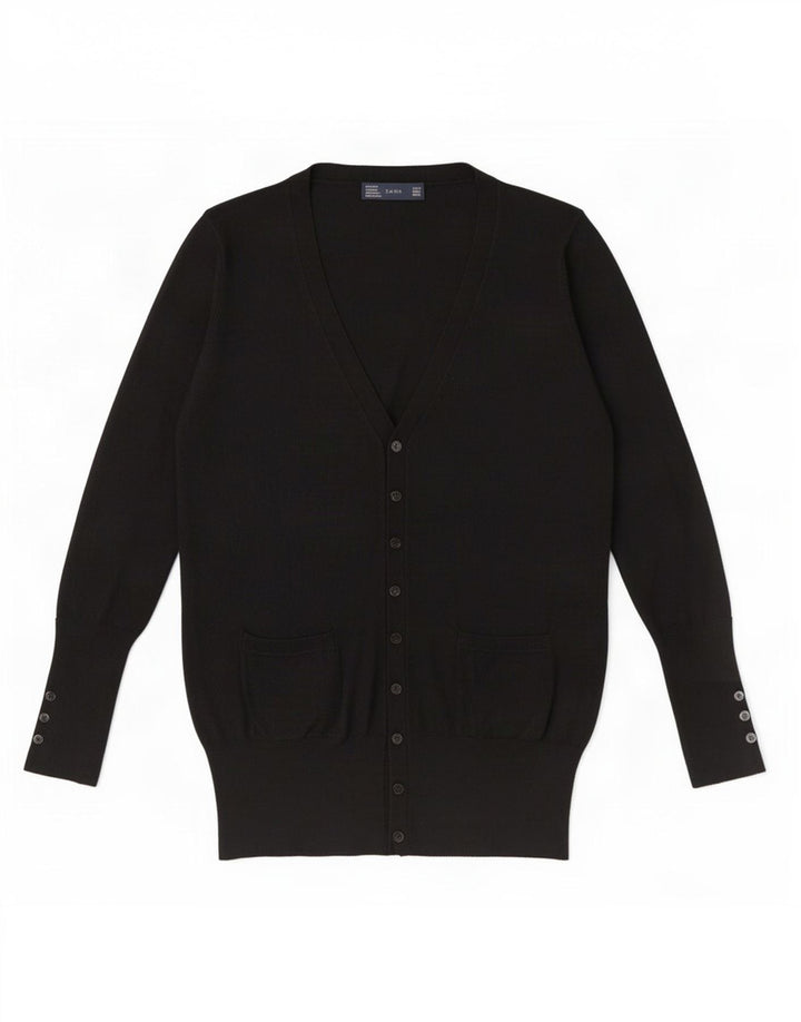 Sweter damski Zara UK 12, średni czarny sztuczny jedwab