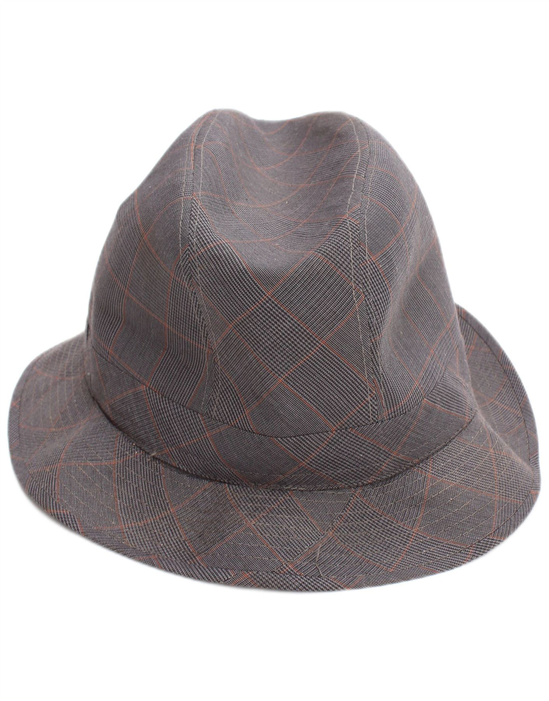 Vintage męski kapelusz fedora w dużą szarą klasyczną kratkę