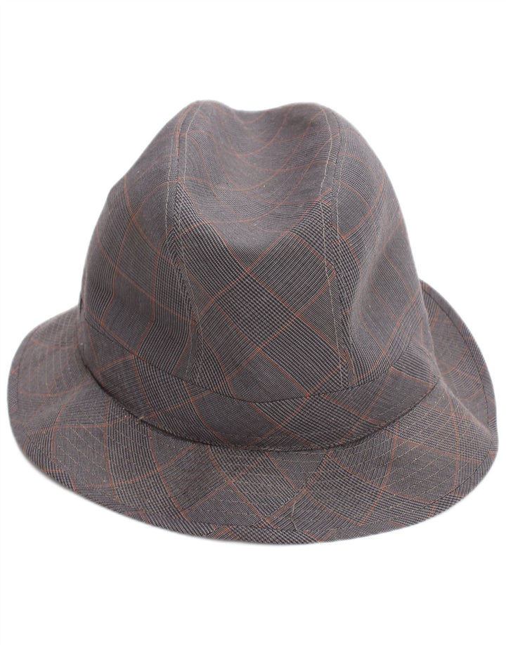 Vintage męski kapelusz fedora w dużą szarą klasyczną kratkę