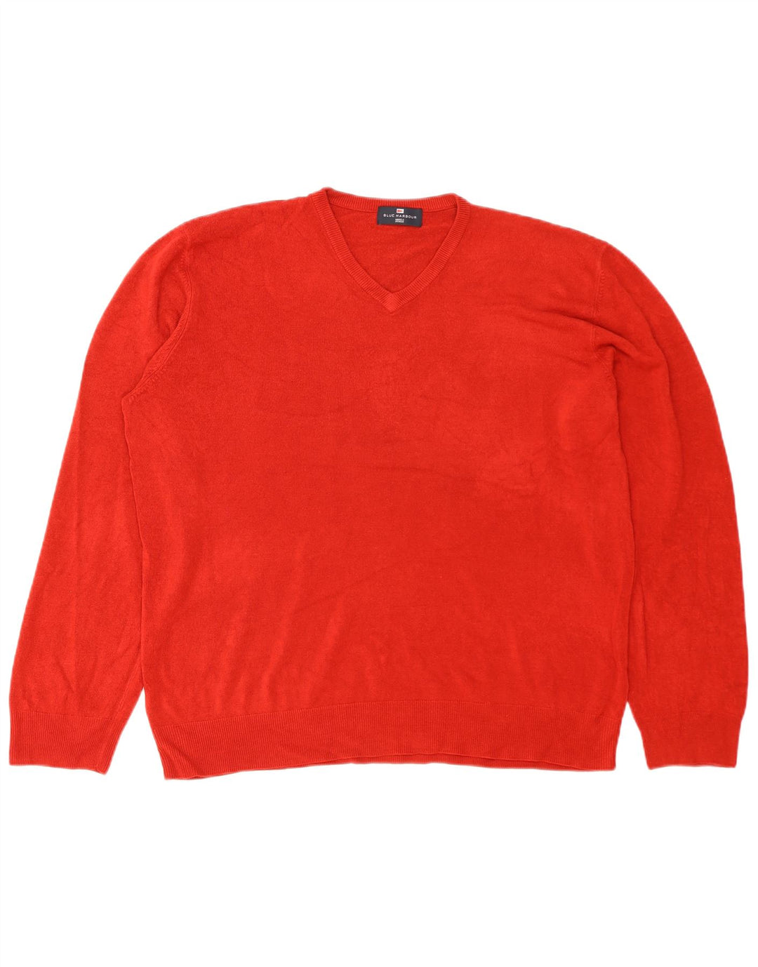Męski sweter Marks & Spencer Blue Harbor z dekoltem w kształcie litery V, 2XL, czerwony akryl