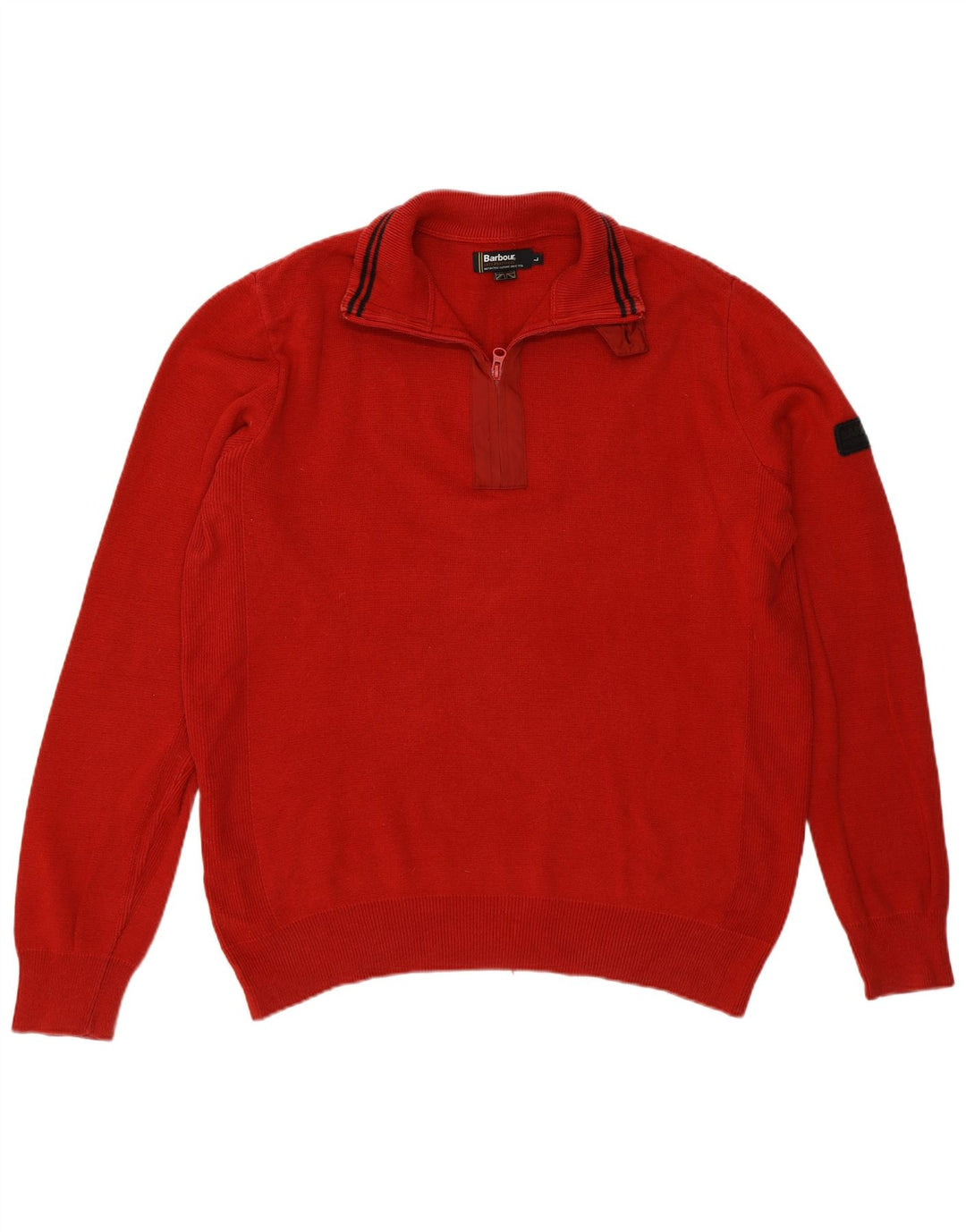 Męski sweter z zamkiem błyskawicznym Barbour, duży, bordowy, bawełniany