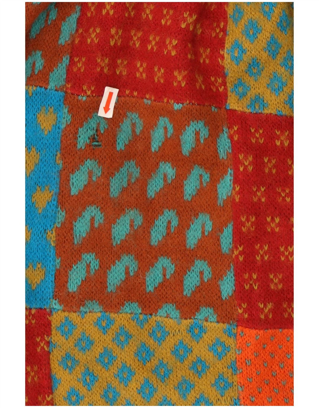 Vintage damska dzianinowa spódnica o linii A W26 Mały wielobarwny patchwork