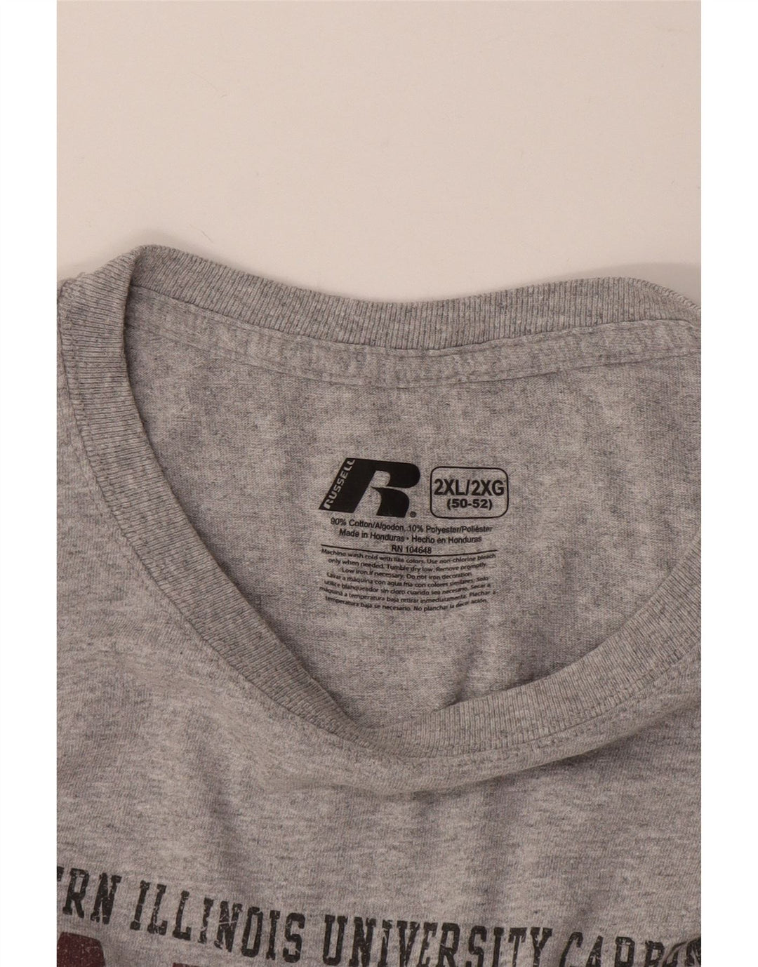 Męski T-shirt z grafiką RUSSELL ATHLETIC Salukis, 2XL, szara bawełna