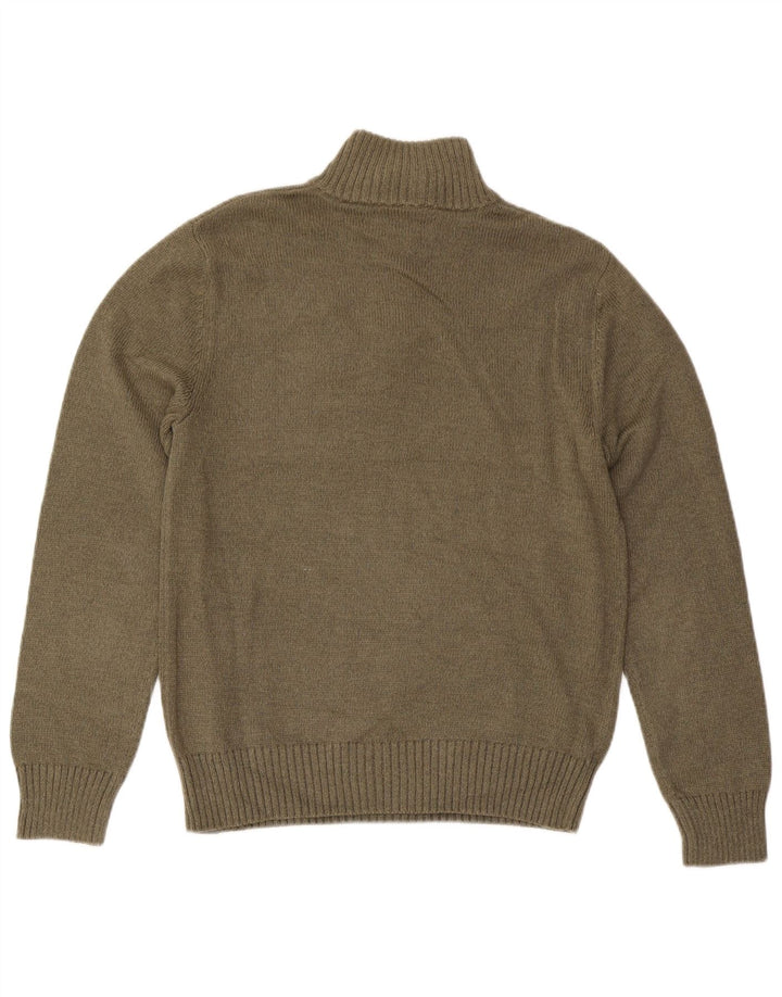 EDDIE BAUER Męski sweter zapinany na zamek, mały, bawełniany khaki