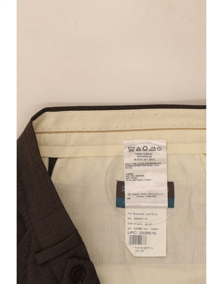 Marks & Spencer Męskie spodnie garniturowe W32 L31 Brązowy poliester