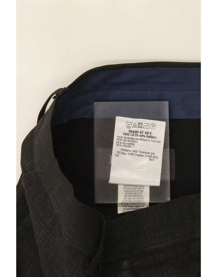 Marks & Spencer Męskie spodnie garniturowe Super Slim Fit W32 L33 Szara kratka