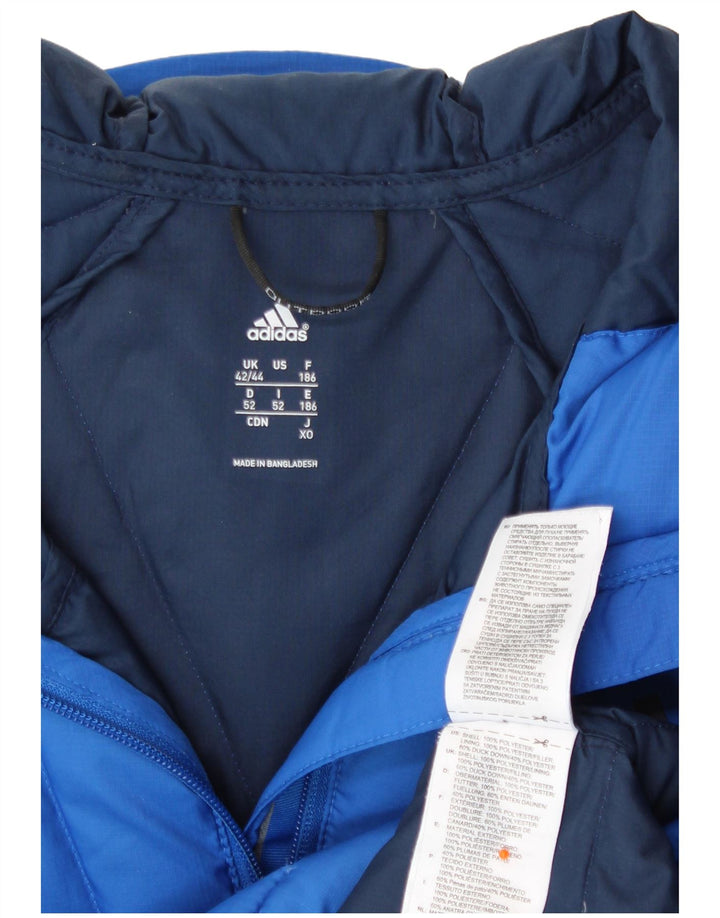 Męska wyściełana kurtka z kapturem Adidas UK 42/44 Duży niebieski poliester