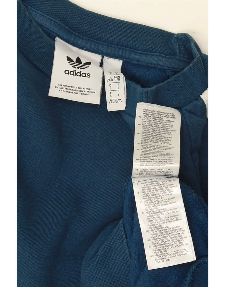 Adidas Męska Bluza Sweter Duża Niebieska Bawełniana