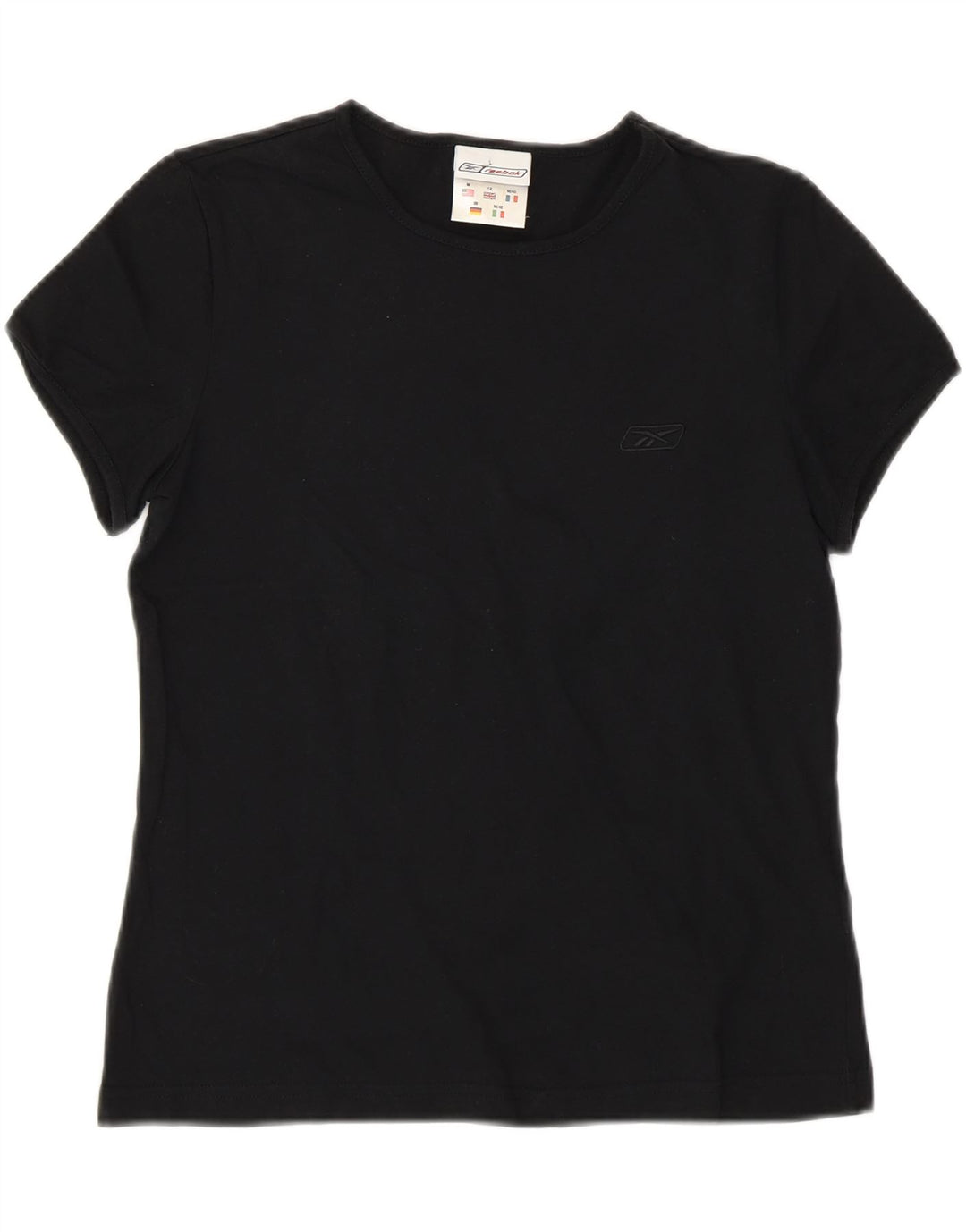 REEBOK Womens Crop T-Shirt Top UK 12 Medium Black Cotton