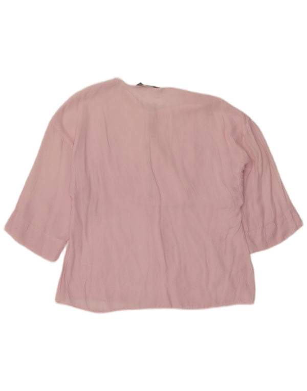 Zara Womens Oversized 3/4 Sleeve Blouse Top UK 6 XS Pink
