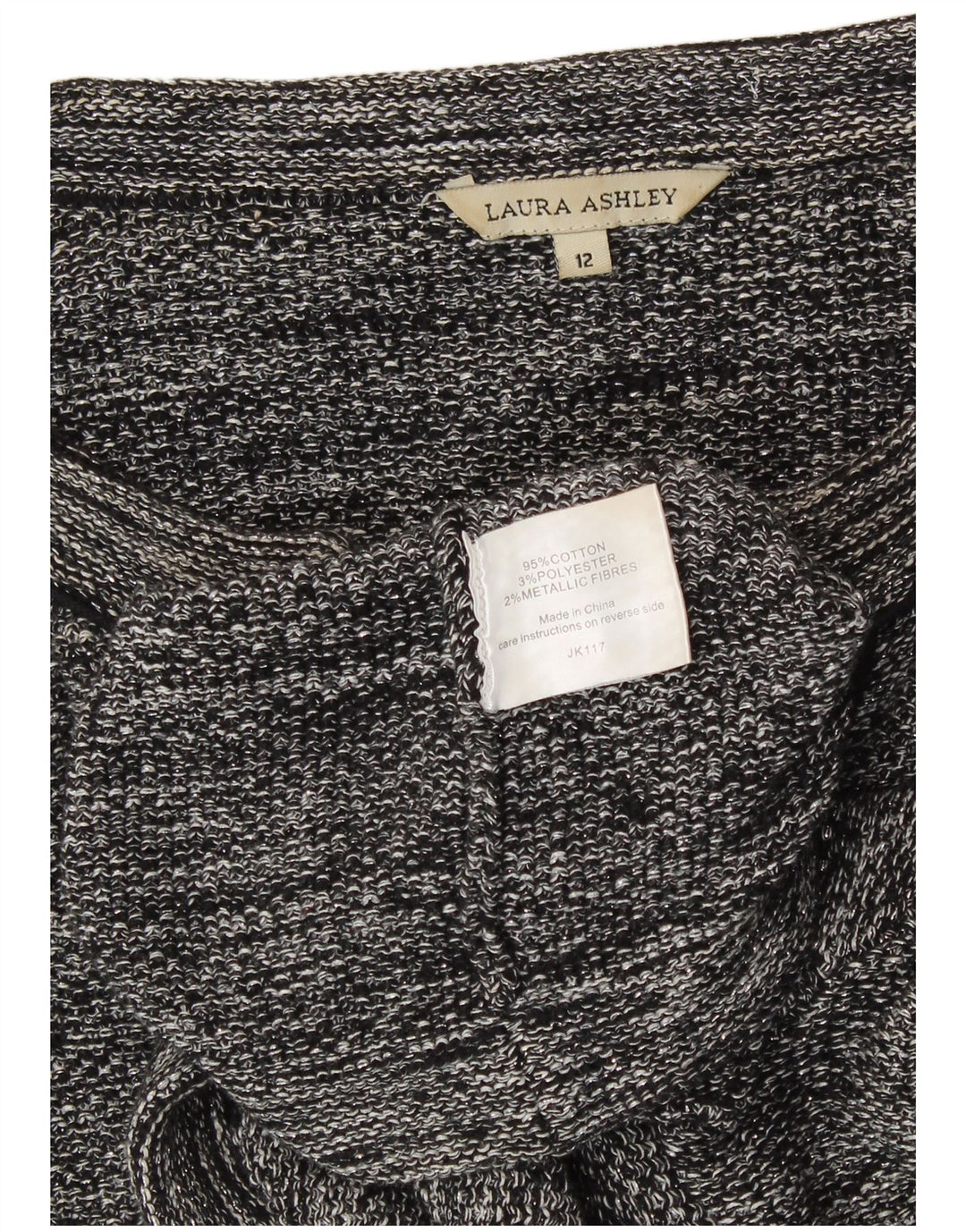 Damski otwarty sweter bolerko Laura Ashley UK 12, średnioszary, bawełniany