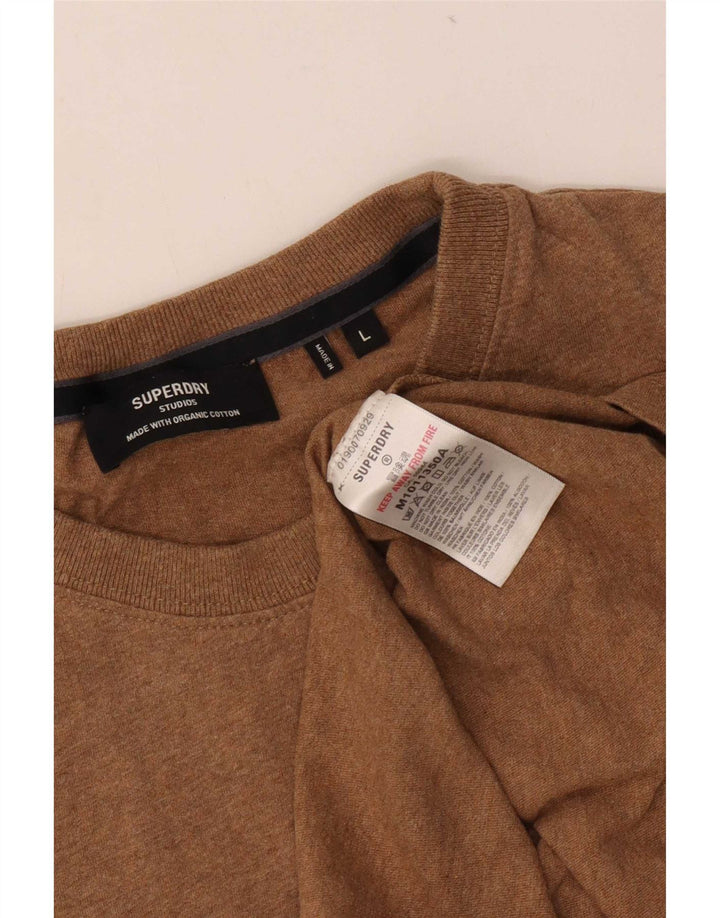 T-shirt męski Superdry, duży, beżowy, bawełniany
