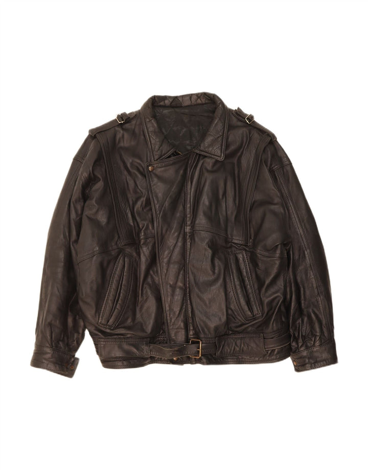 Męska kurtka skórzana VINTAGE UK 44 2XL Czarna skóra