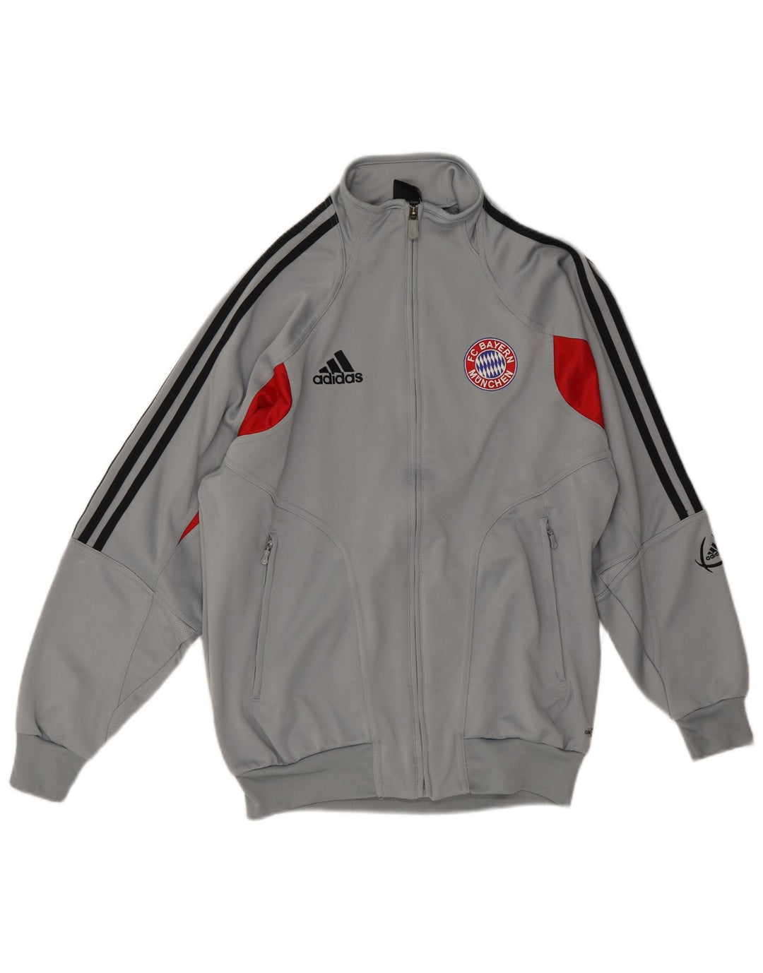 Chłopięca kurtka dresowa Adidas z grafiką, 15-16 lat, szara, z blokami kolorów