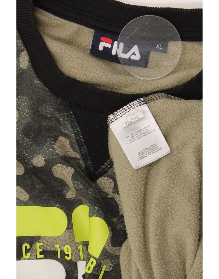 Męska bluza z grafiką Fila XL, kamuflaż, bawełna