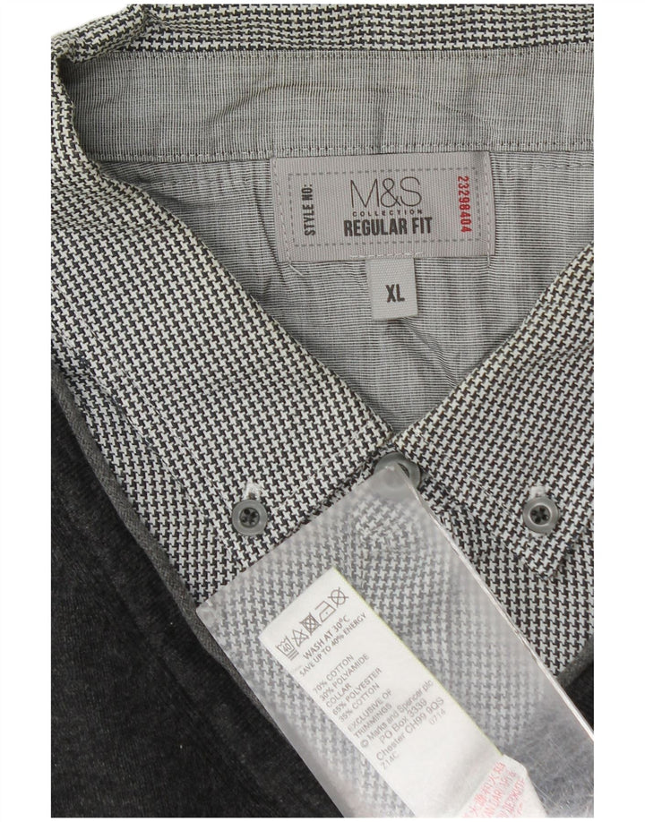 Marks & Spencer Męski sweter z dekoltem w kształcie litery V, XL, szary, bawełniany