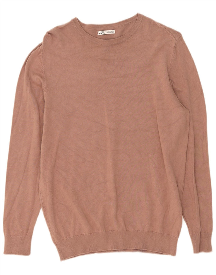 Męski sweter Zara z dekoltem w łódkę, mały, beżowy, wiskozowy