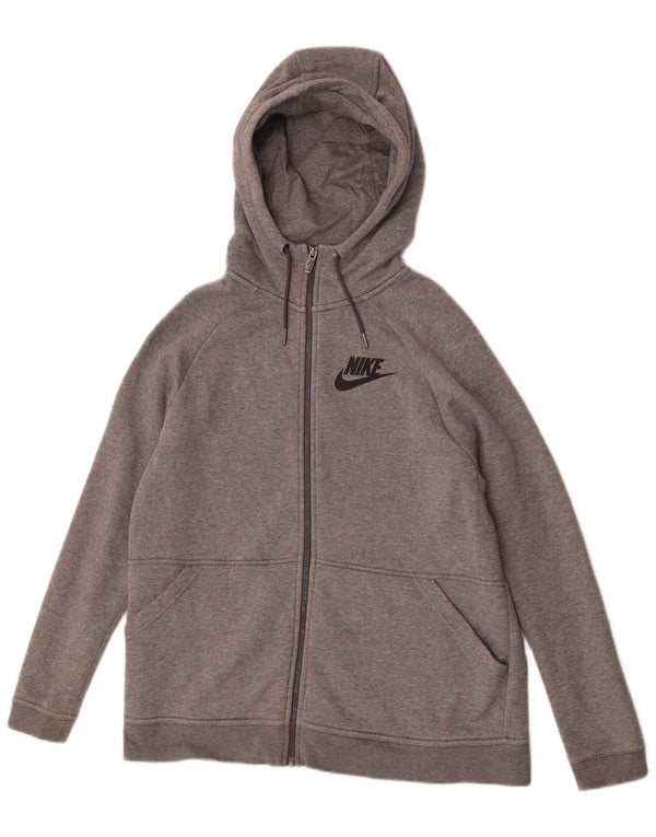 Damski sweter z kapturem i zamkiem błyskawicznym Nike UK 16, duży, szary, bawełniany