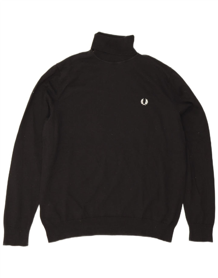 Męski sweter z golfem Fred Perry XL, czarna wełna