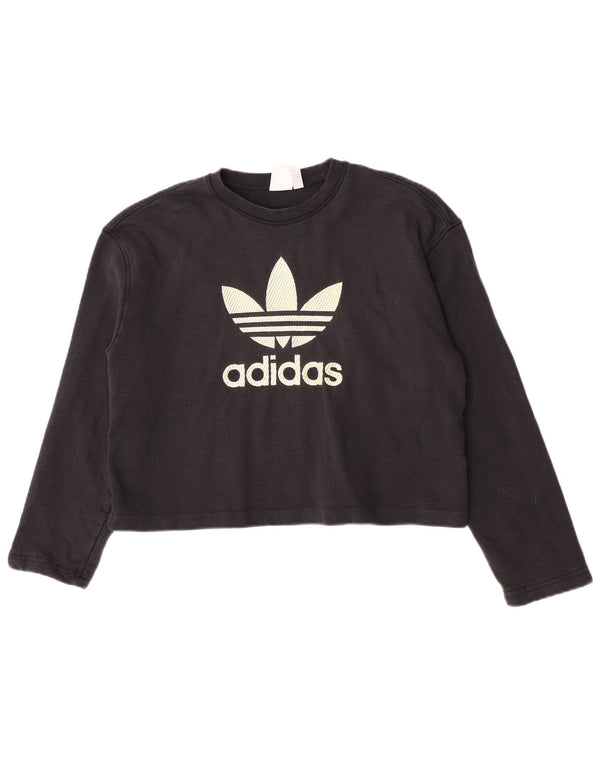 Damski top Adidas Oversized Crop Graphic z długim rękawem UK 8 Small Black