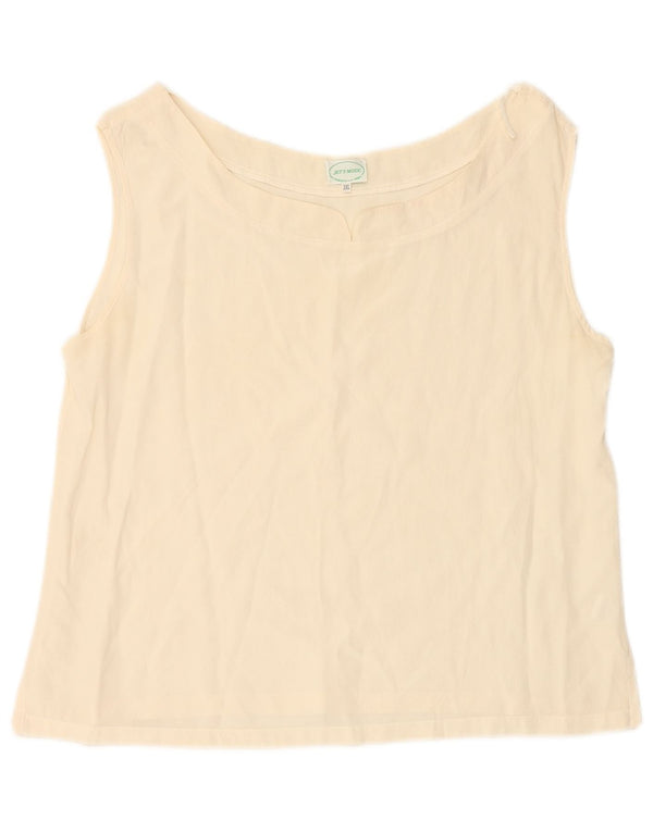 Damska bluzka bez rękawów w stylu VINTAGE, UK 20 2XL Off White Silk