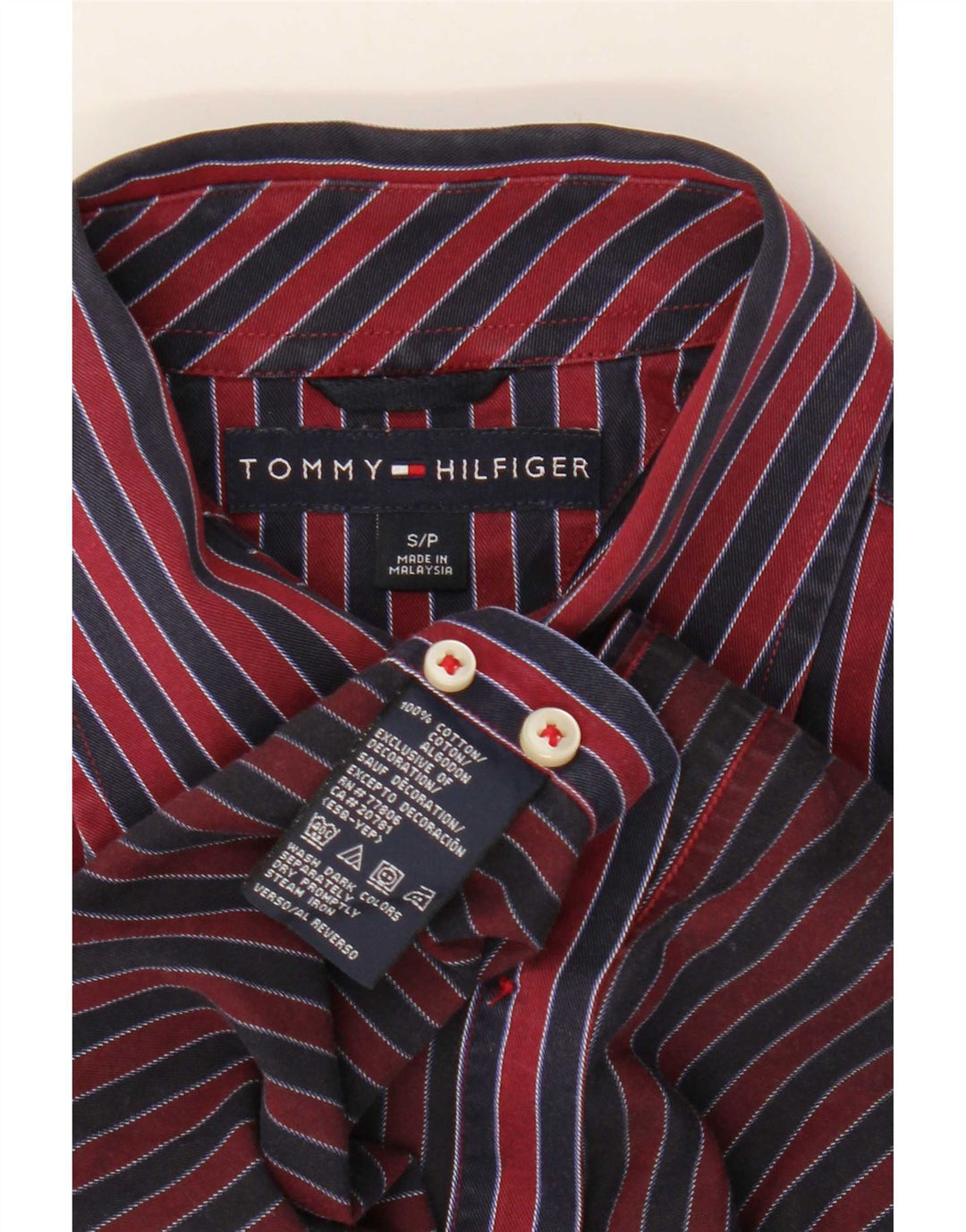 Koszula męska Tommy Hilfiger, mała, bawełniana w czerwone paski