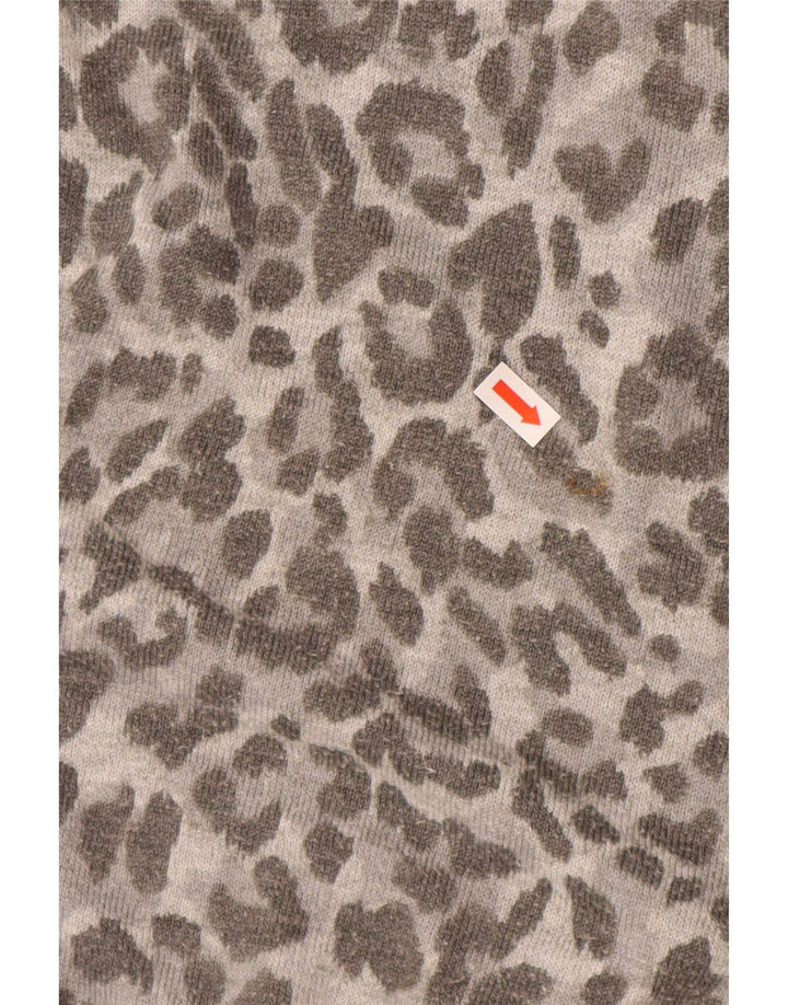 Sweter damski OASIS z wywijanym dekoltem UK 14, średnioszary, ze zwierzęcym nadrukiem