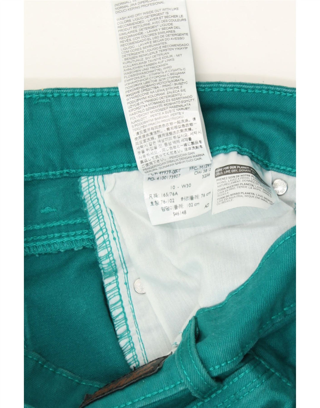 LEVI'S Womens Capri Jeans US 10 Large W30 L18 Turquoise Cotton Vintage Levi's and Second-Hand Levi's from Messina Hembry 