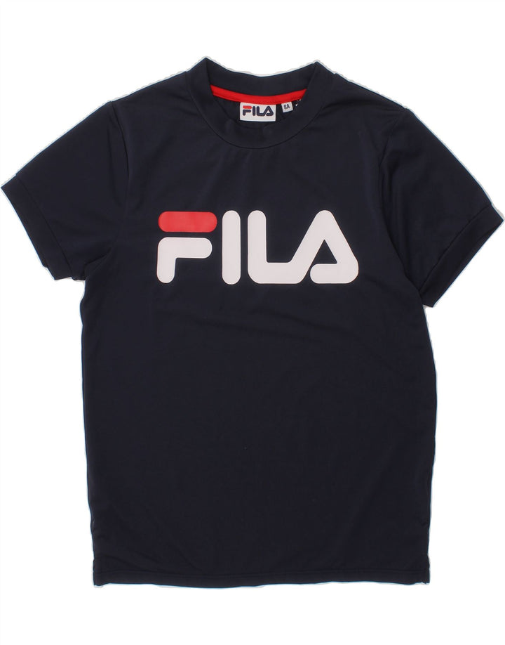 FILA Boys Graphic T-Shirt Top 7-8 Years Navy Blue Vintage Fila and Second-Hand Fila from Messina Hembry 