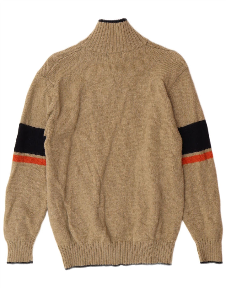 Damski sweter Kappa z zamkiem błyskawicznym, średni, beżowy, wełniany sweter w paski, klasyczny