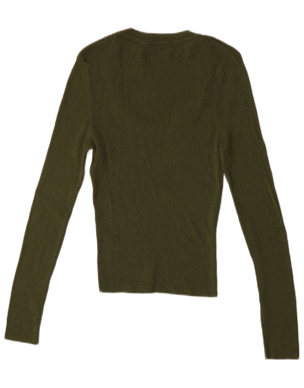 Damski top z długim rękawem Zara UK 14, duża wiskoza khaki