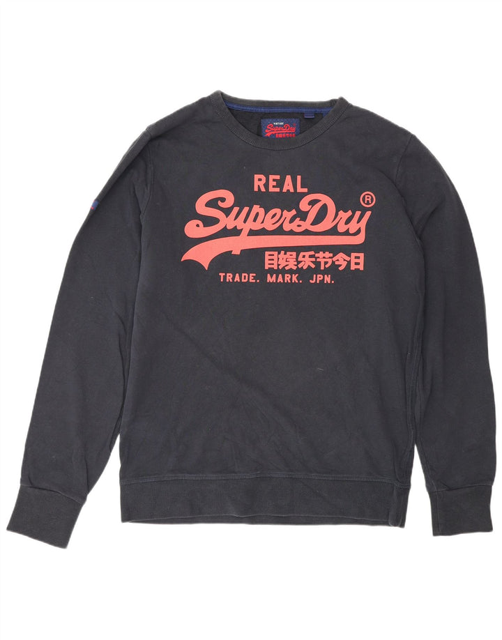 Męski sweter z grafiką Superdry XL, granatowy, bawełniany