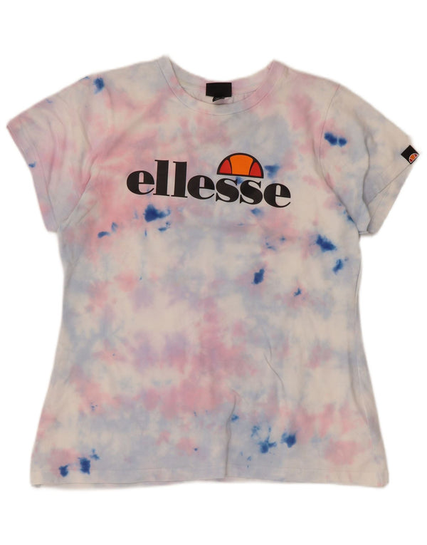 Damska koszulka z grafiką Ellesse Top UK 14, duża, wielobarwna, bawełniana typu Tie Dye