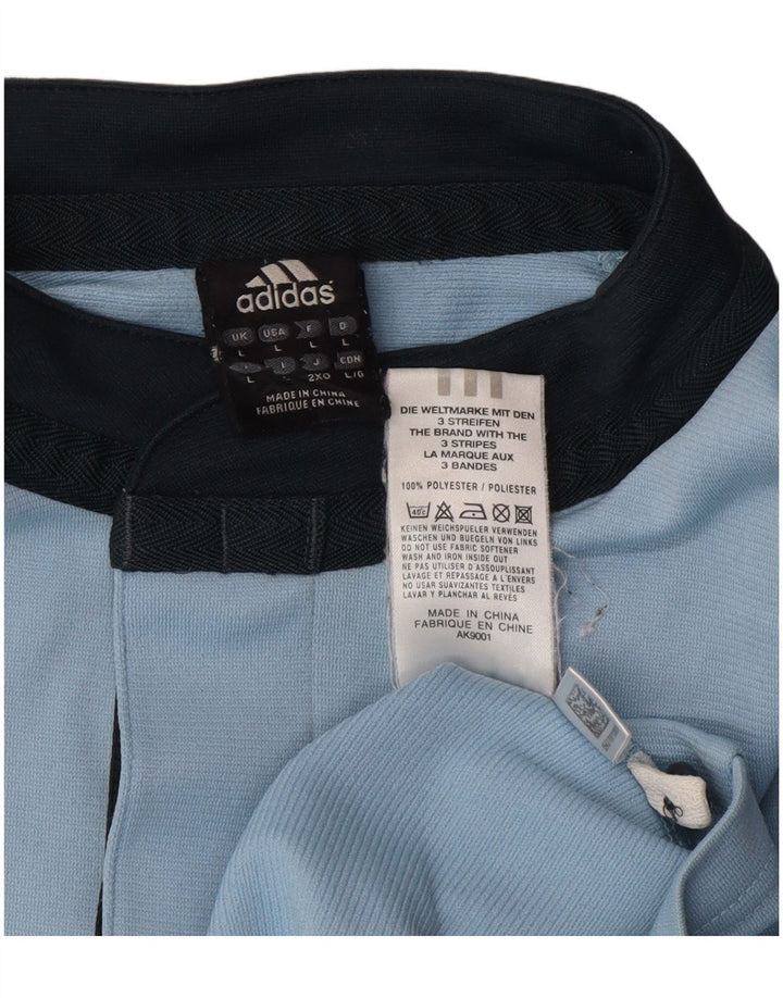 Męska koszulka polo Adidas, duża, niebieska, poliestrowa z blokami kolorów