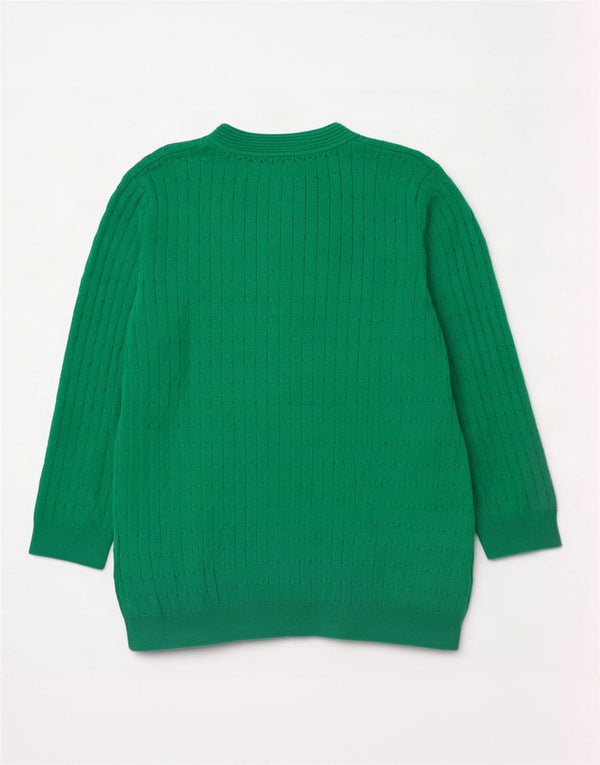 Damski sweter z dekoltem w kształcie litery V, Laura Ashley, UK 12, średnia zielona bawełna