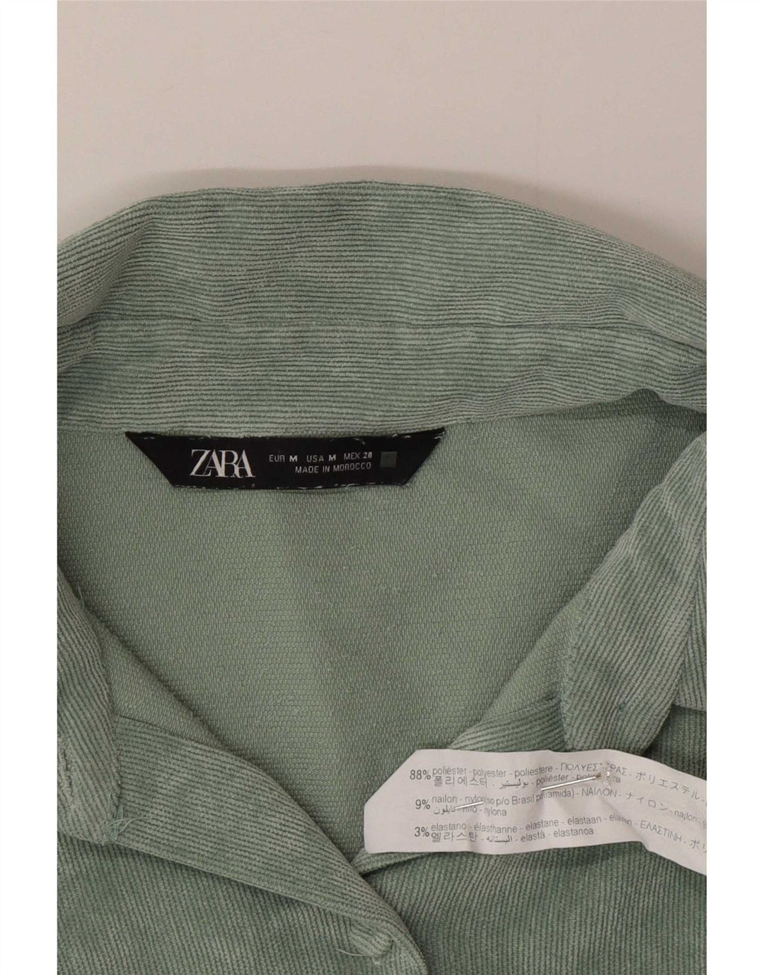 Damska koszula sztruksowa oversize Zara UK 14, średni zielony poliester