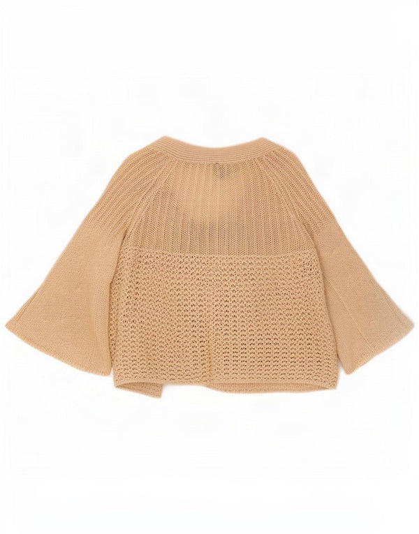 Sportmax Damski sweter kardigan z rękawem 3/4 UK 10 Small Beżowy Bawełna