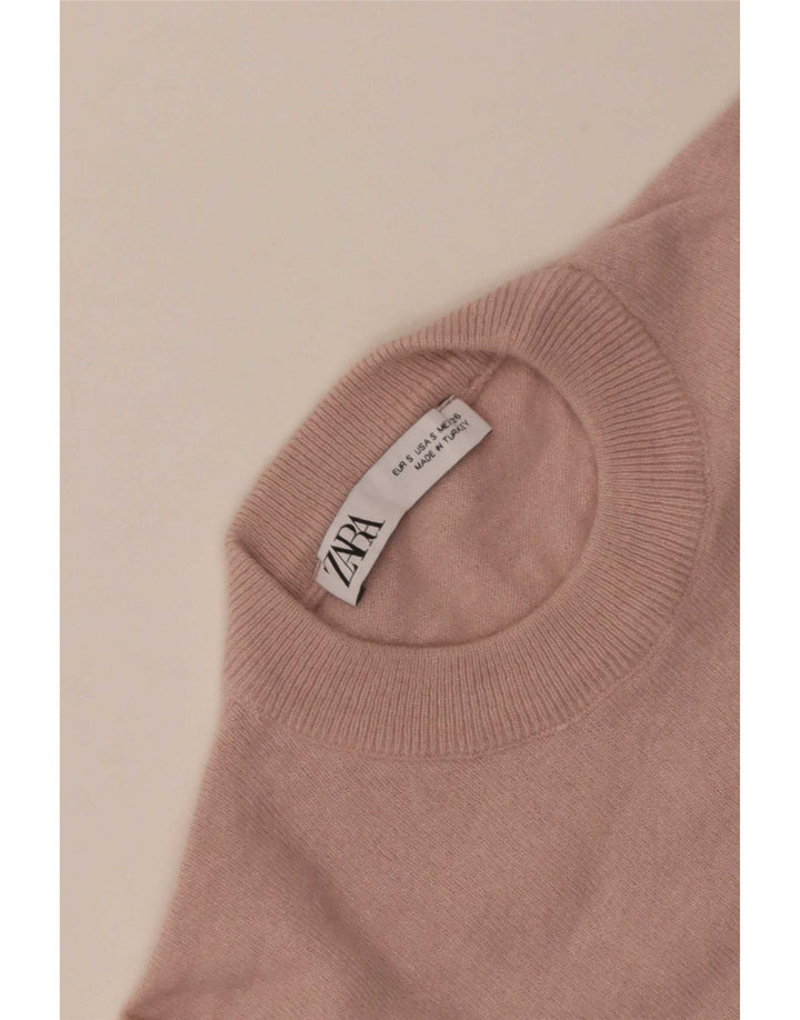 Sweter damski Zara z okrągłym dekoltem UK 10, mały, różowy