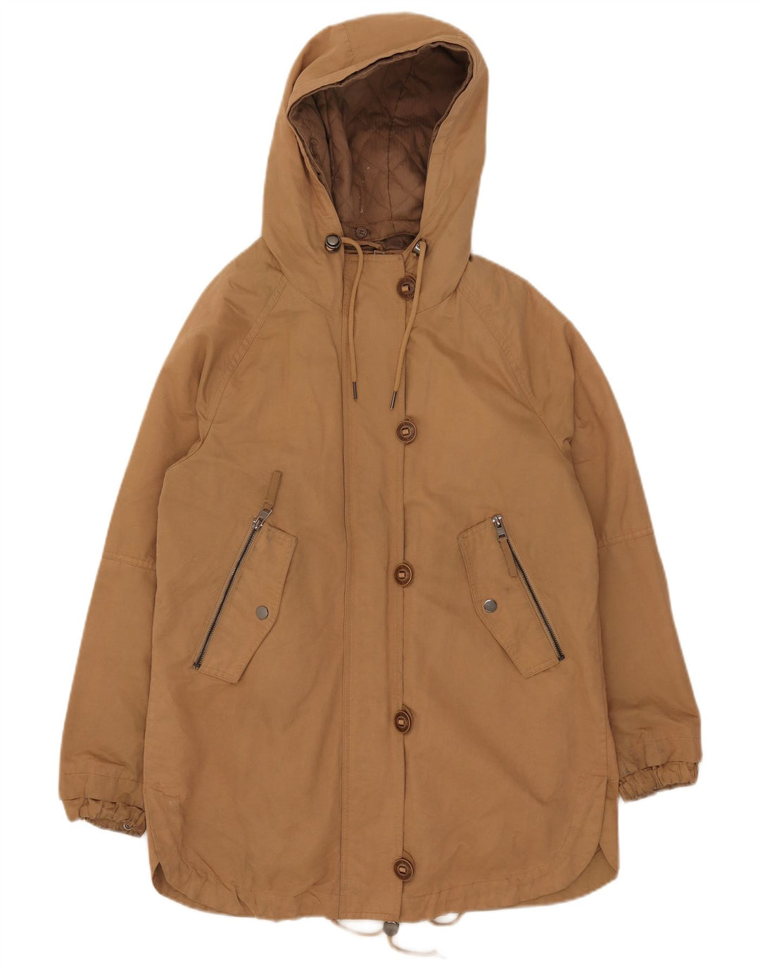 Damska kurtka parka z kapturem Zara UK 6 XS Beżowy poliester