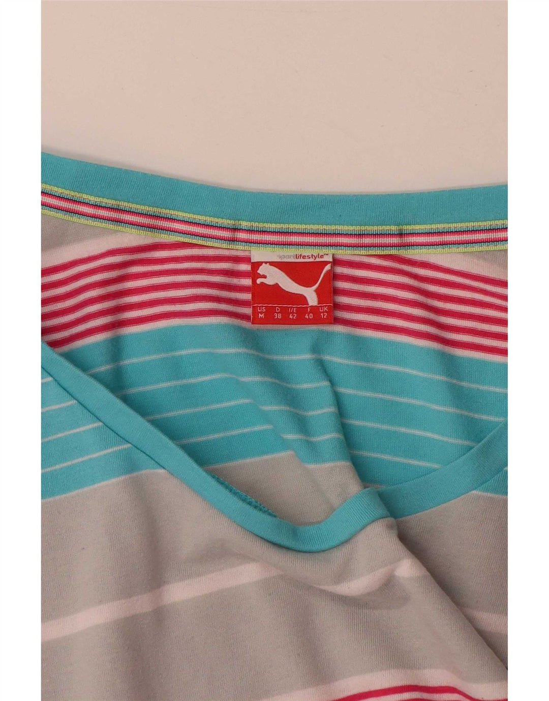 T-shirt damski Puma Top UK 12, średnie, wielokolorowe paski