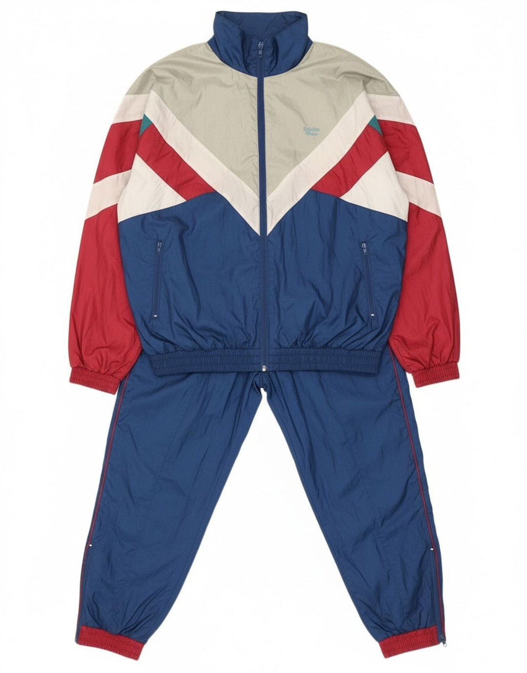 Vintage męski, oversize'owy, pełny dres, w kolorze średniego granatu