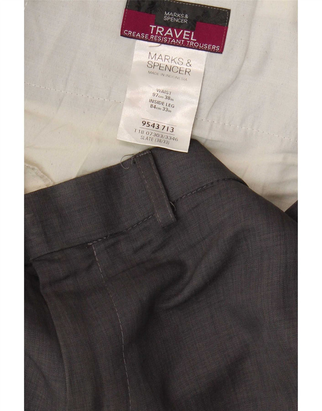 Marks & Spencer Męskie proste spodnie chino W38 L33 Szary poliester