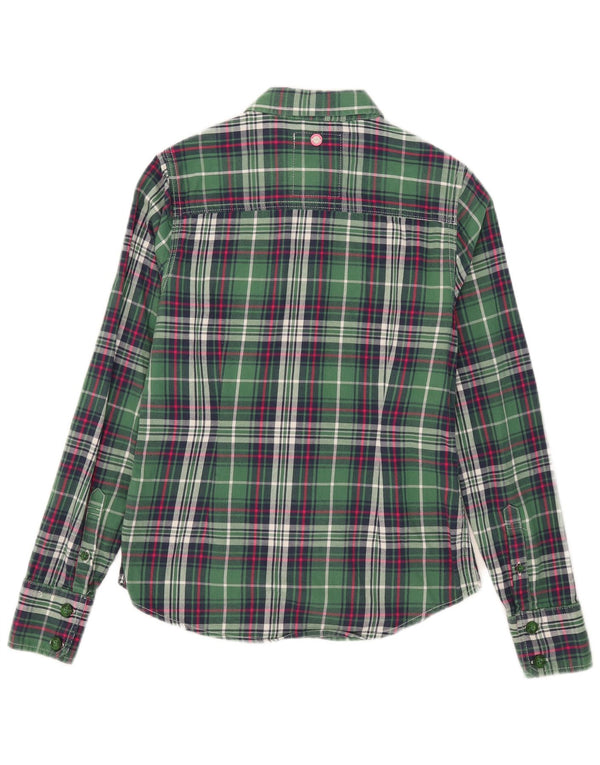 Damska koszula flanelowa Superdry UK 10, mała, bawełniana w zieloną kratkę