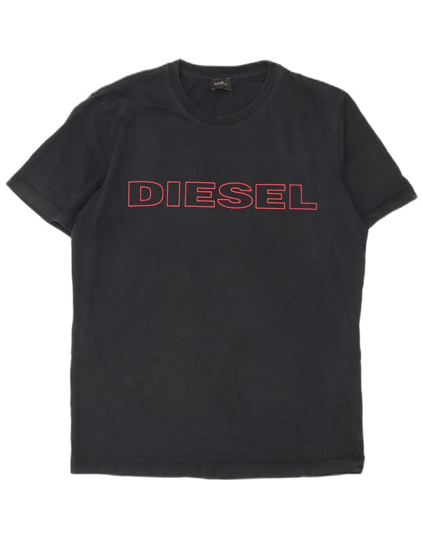 Męska koszulka z grafiką Diesel, góra XL, czarna bawełna