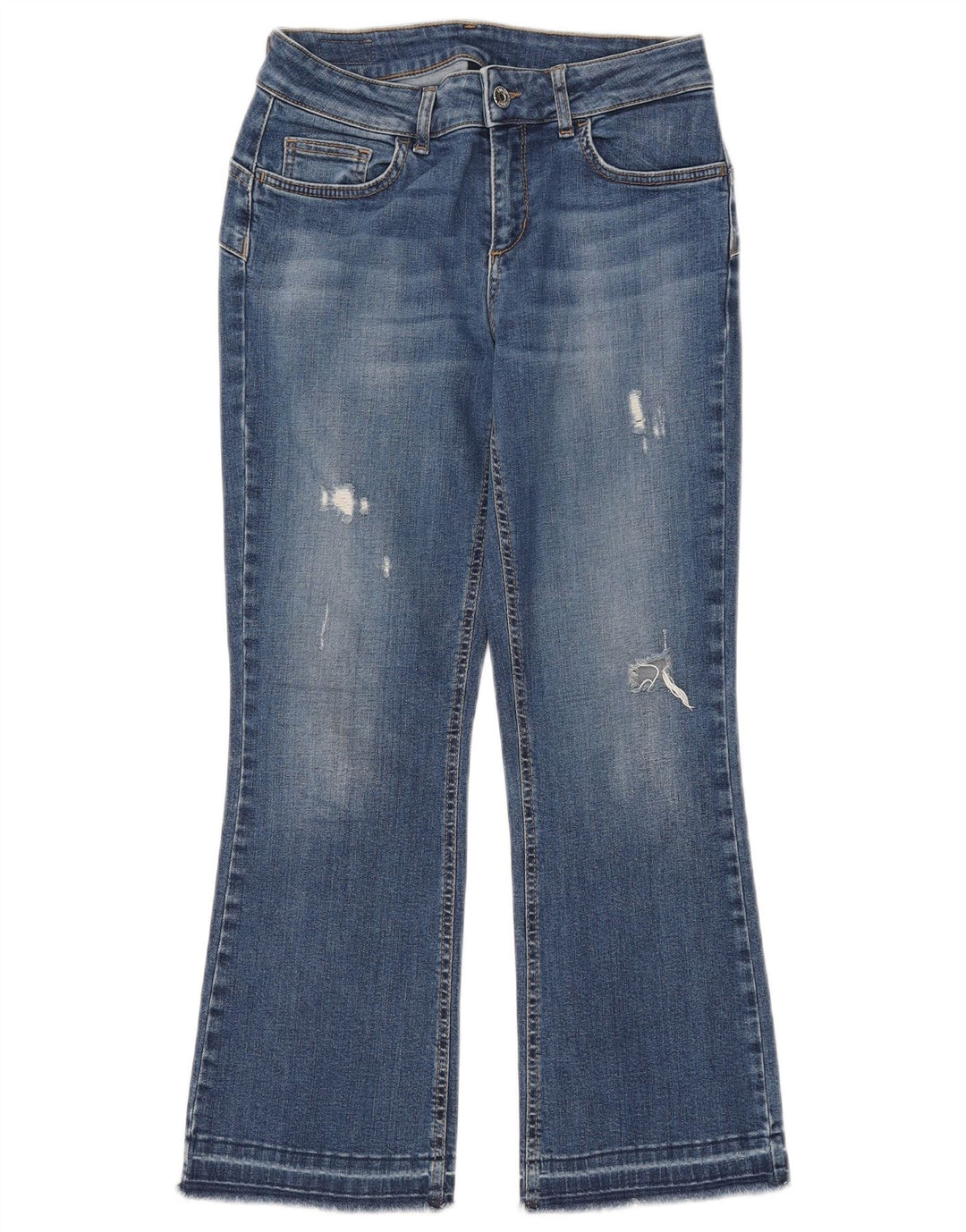 Liu Jo Damskie jeansy Crop Bootcut w trudnej sytuacji W28 L25 Niebieskie bawełniane