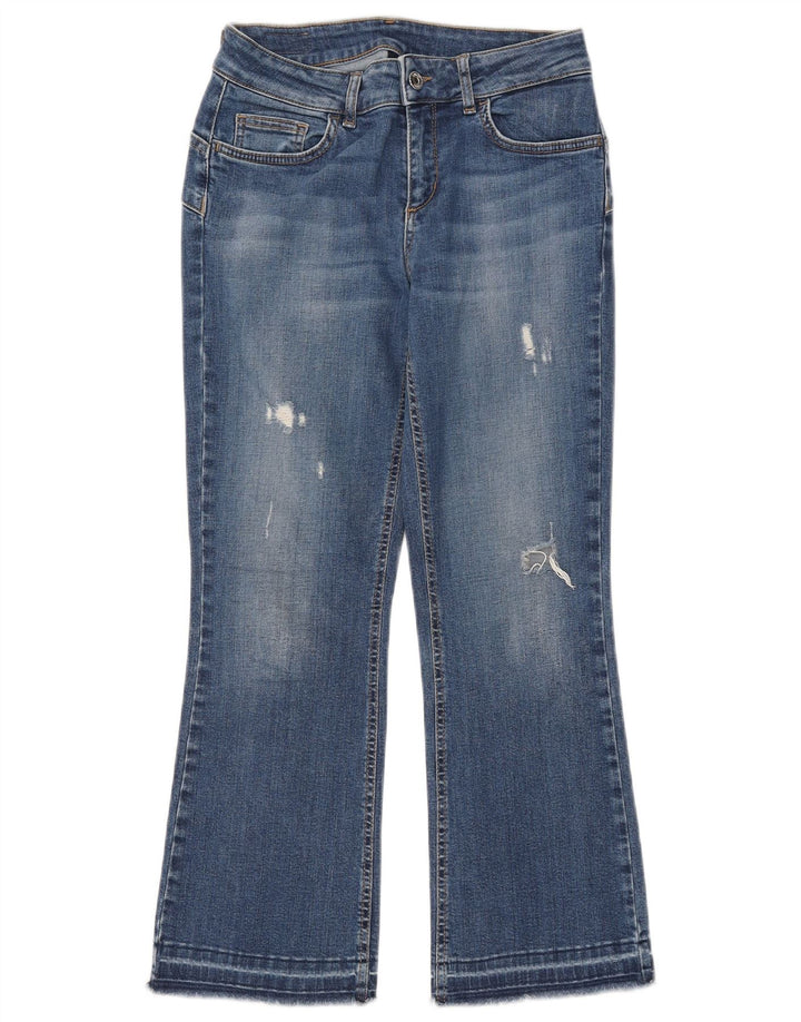Liu Jo Damskie jeansy Crop Bootcut w trudnej sytuacji W28 L25 Niebieskie bawełniane