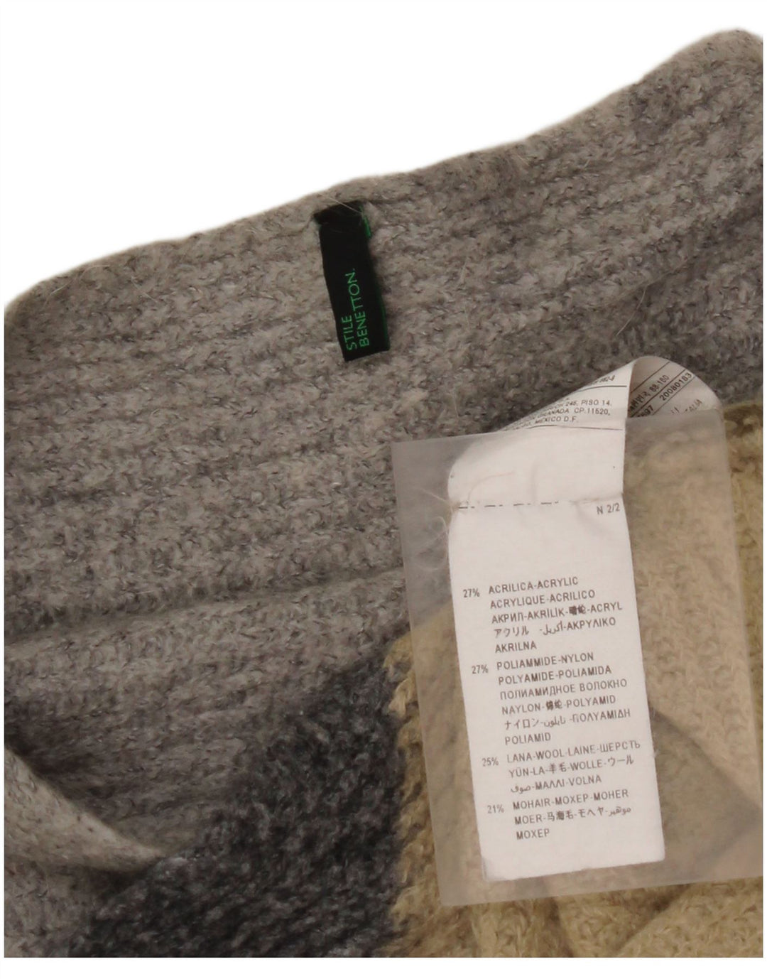 Damski sweter BENETTON z dekoltem w łódkę UK 14, średni, wielokolorowy