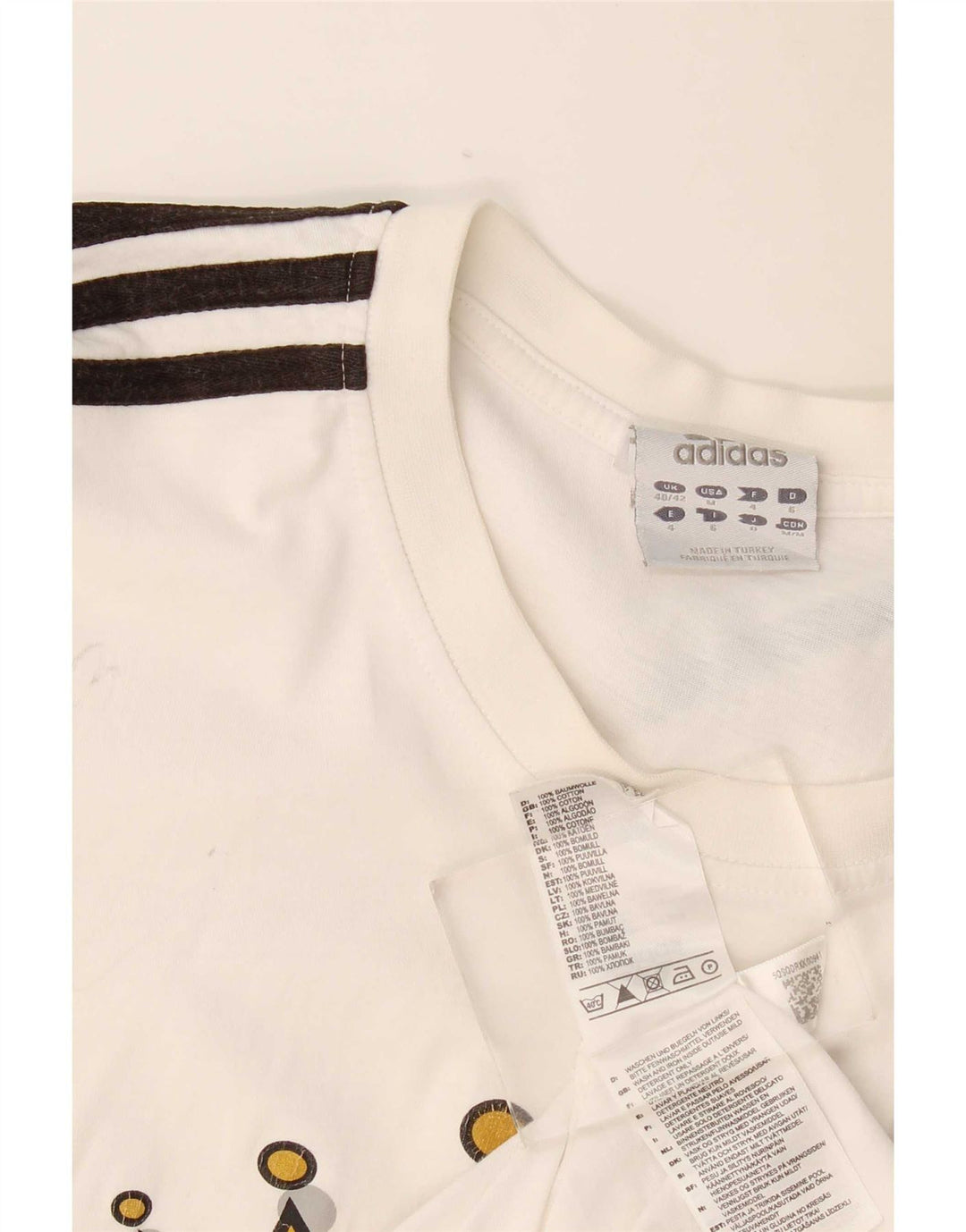 Męska koszulka graficzna Adidas Top UK40/42 Średnia biała bawełna