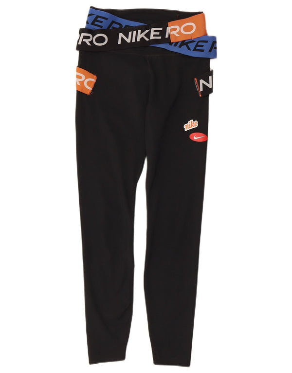 Damskie legginsy NIKE Dri Fit Graphic UK 4 XS, czarny poliester